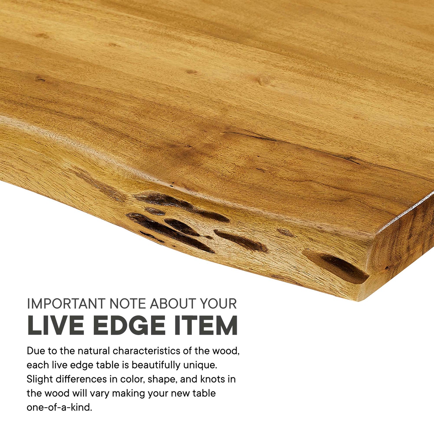 Viggo 74&quot; Live Edge Acacia Wood Dining Table by Modway
