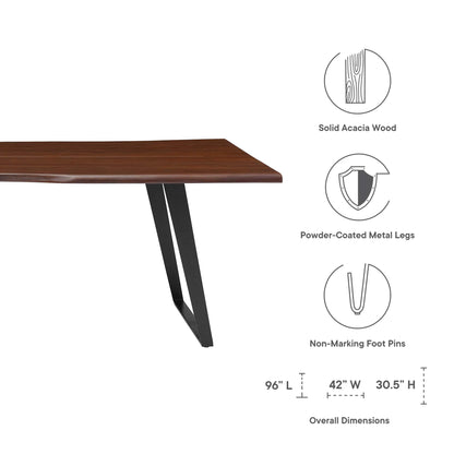 Viggo 96&quot; Live Edge Acacia Wood Acacia Wood Dining Table by Modway