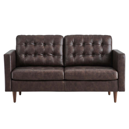 Exalt Tufted Leather Loveseat By HouseBean