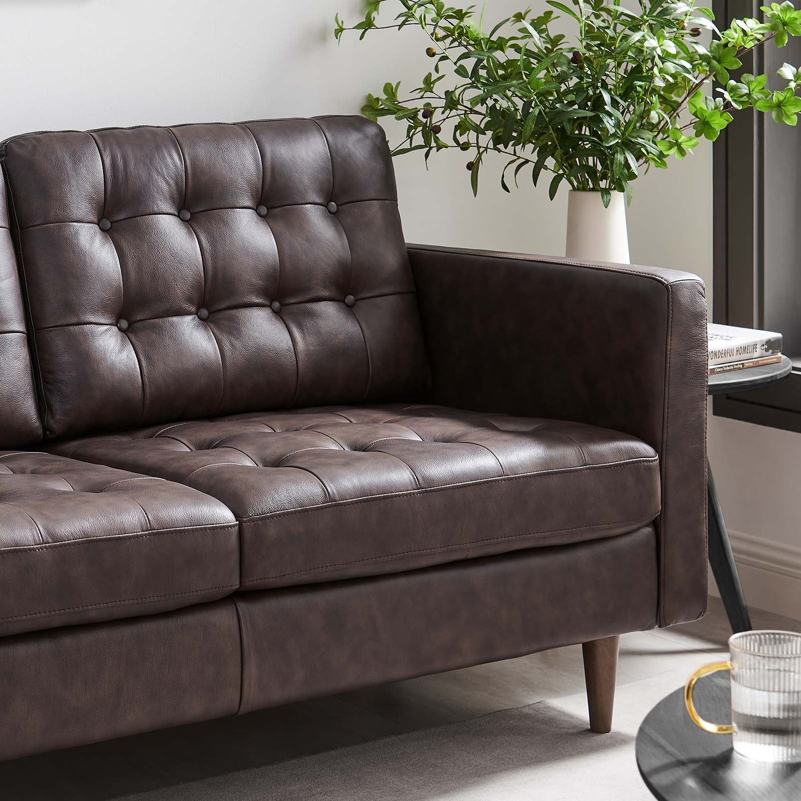 Exalt Tufted Leather Loveseat By HouseBean