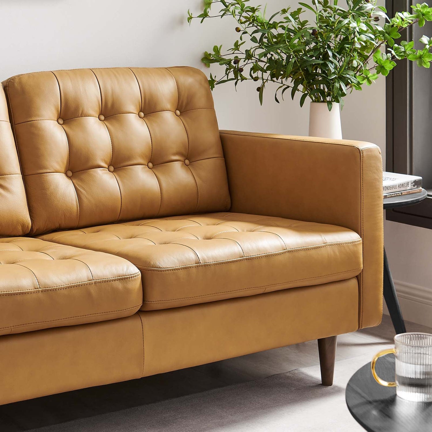 Exalt Tufted Leather Loveseat By HouseBean