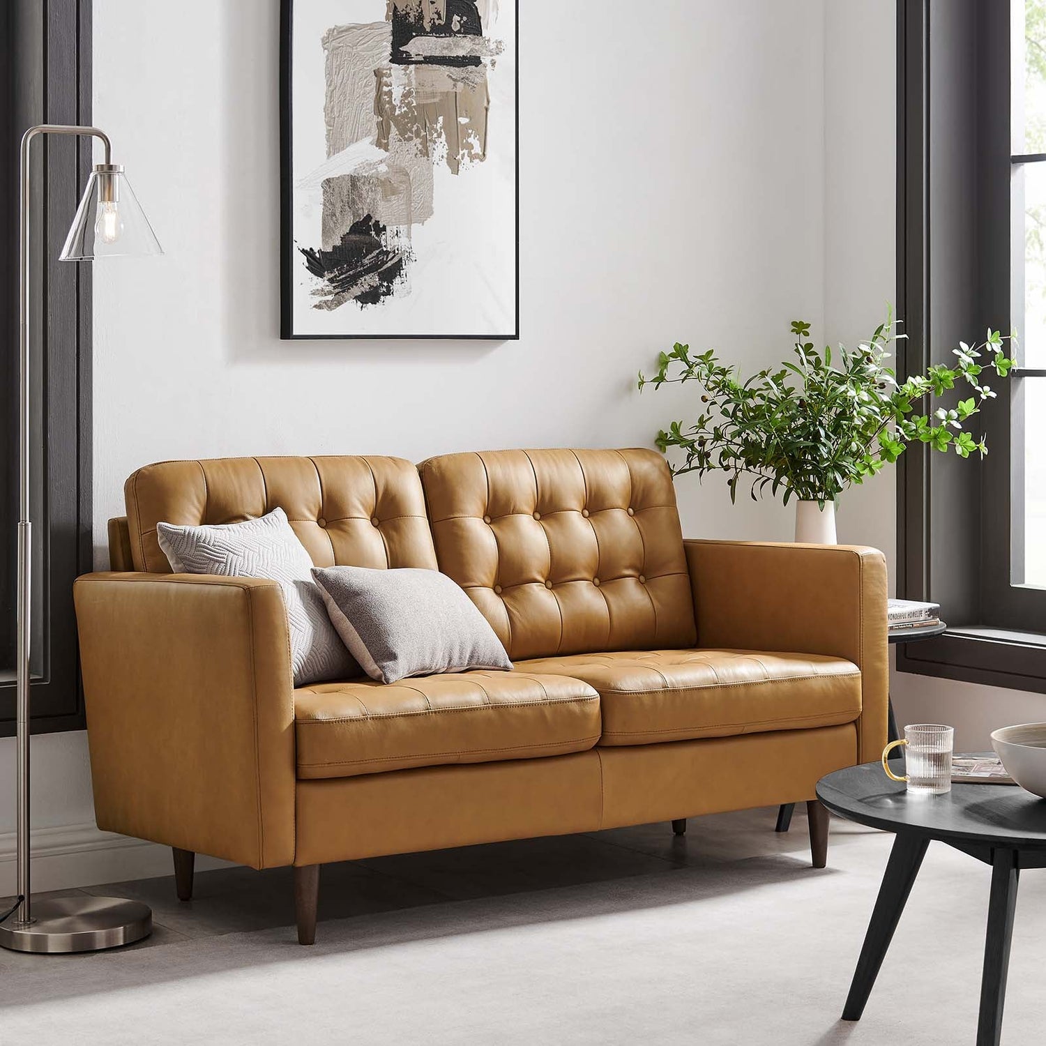 Exalt Tufted Leather Loveseat By HouseBean