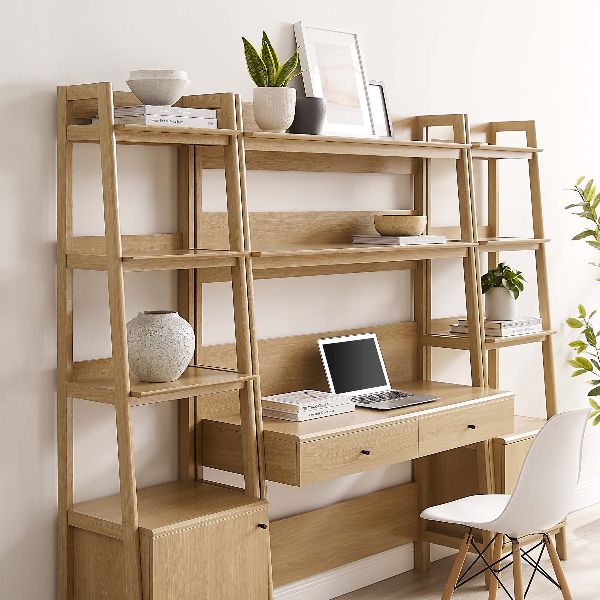 Bixby 3-Piece Wood Office Desk and Bookshelf by Modway