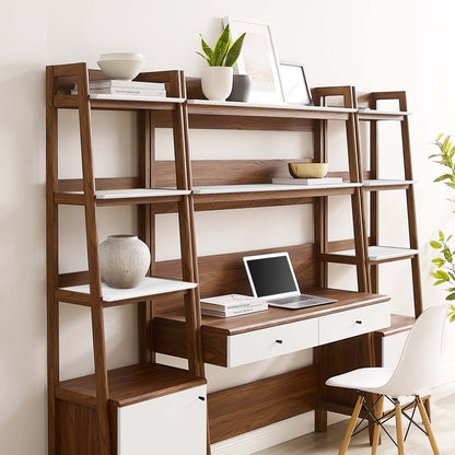 Bixby 3-Piece Wood Office Desk and Bookshelf by Modway