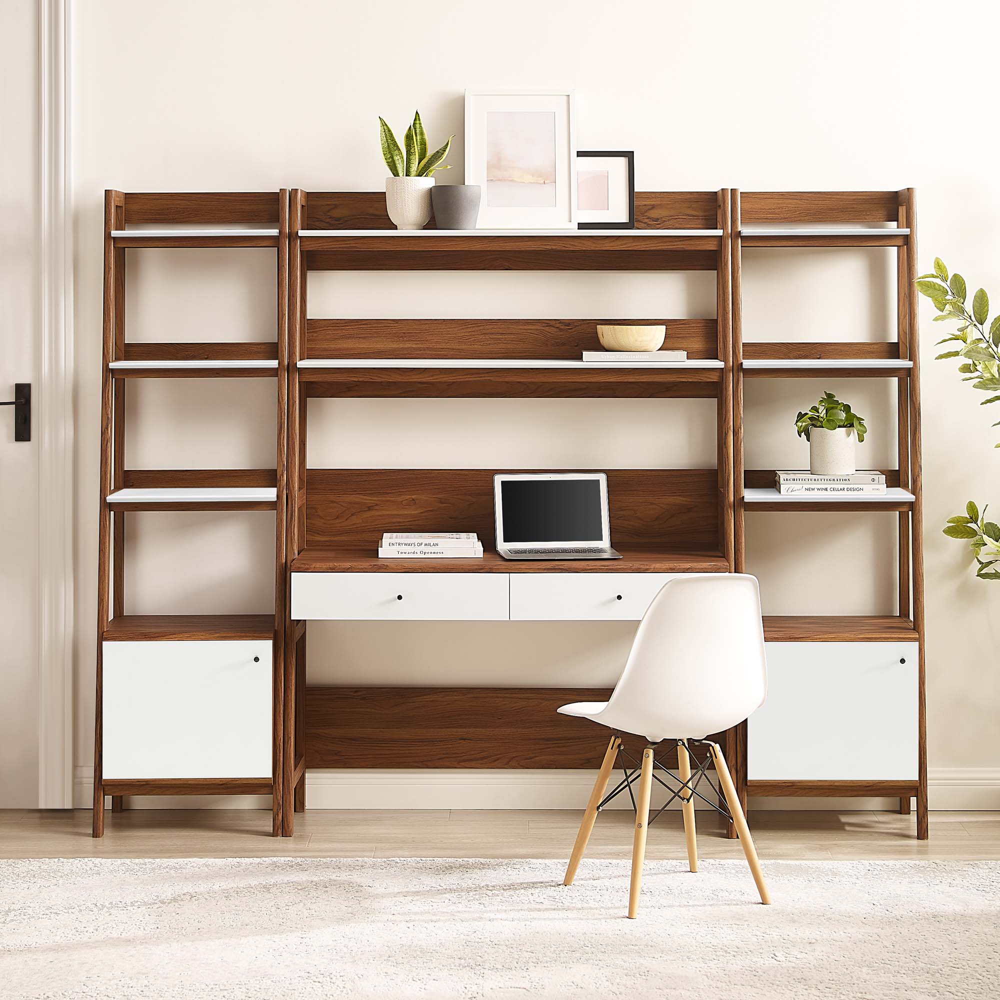 Bixby 3-Piece Wood Office Desk and Bookshelf by Modway