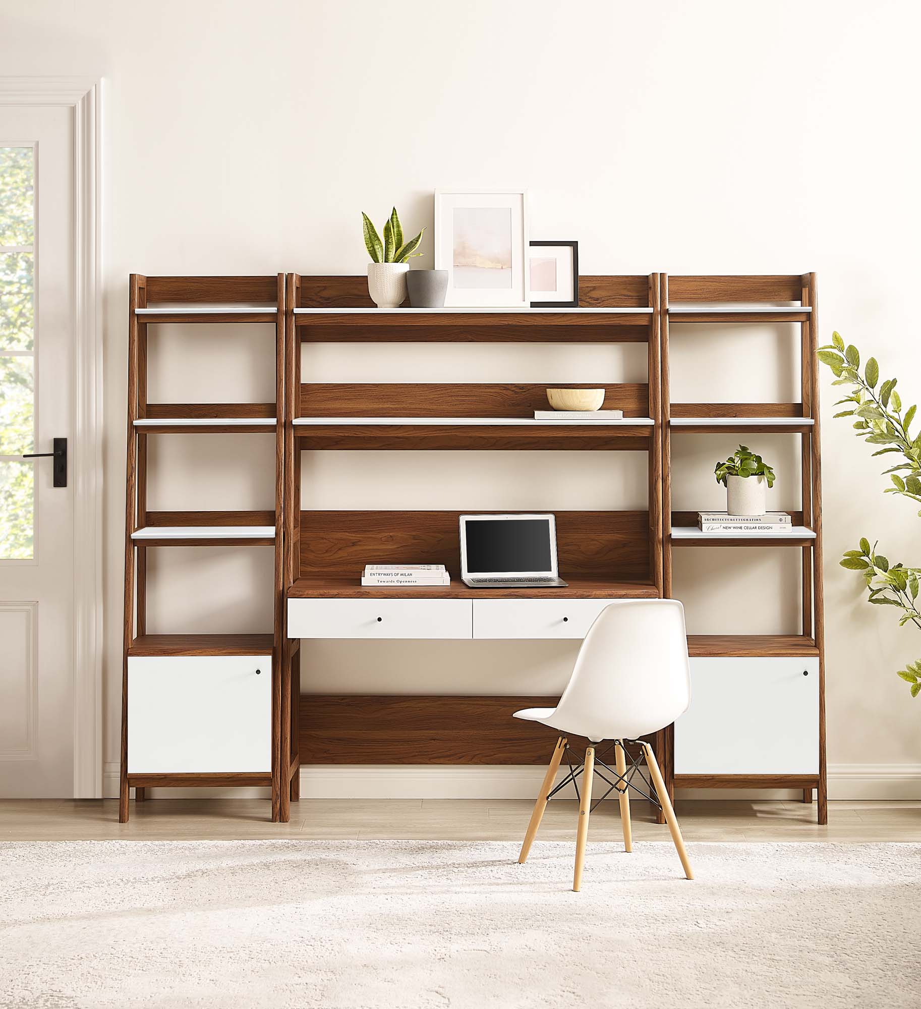 Bixby 3-Piece Wood Office Desk and Bookshelf by Modway