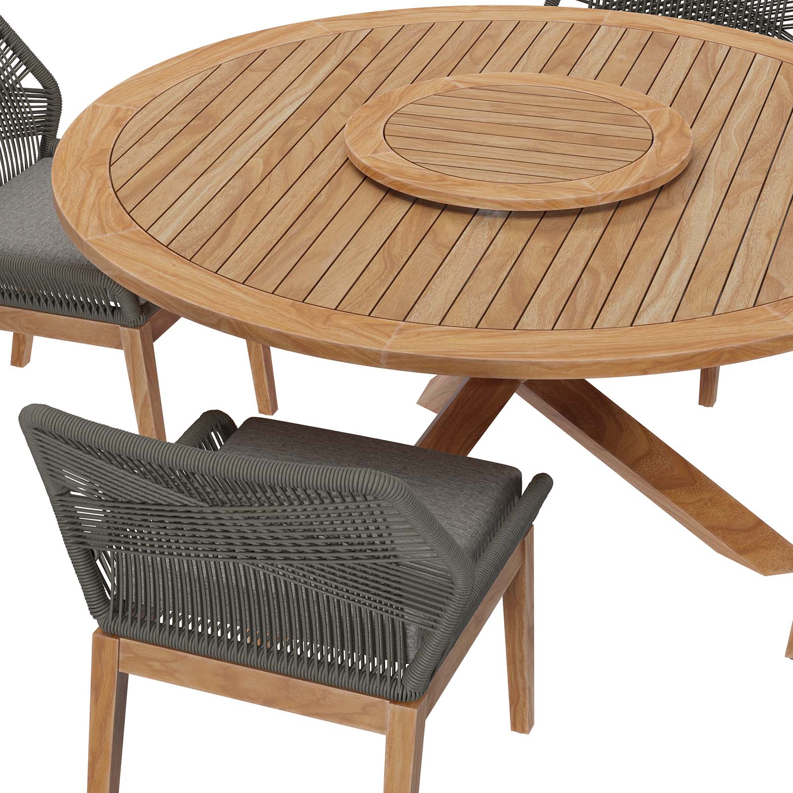 Wellspring 5-Piece Outdoor Patio Teak Wood Dining Set By HouseBean