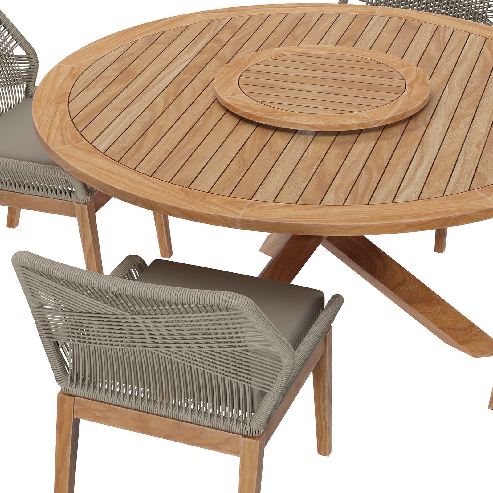 Wellspring 5-Piece Outdoor Patio Teak Wood Dining Set By HouseBean