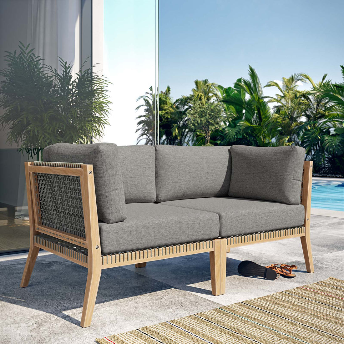 Clearwater Outdoor Patio Teak Wood Loveseat By HouseBean