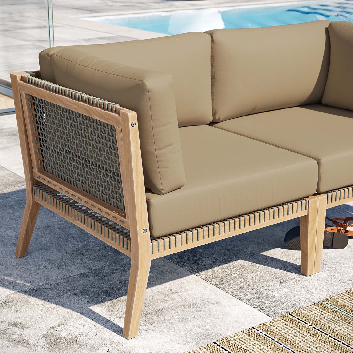 Clearwater Outdoor Patio Teak Wood Loveseat By HouseBean