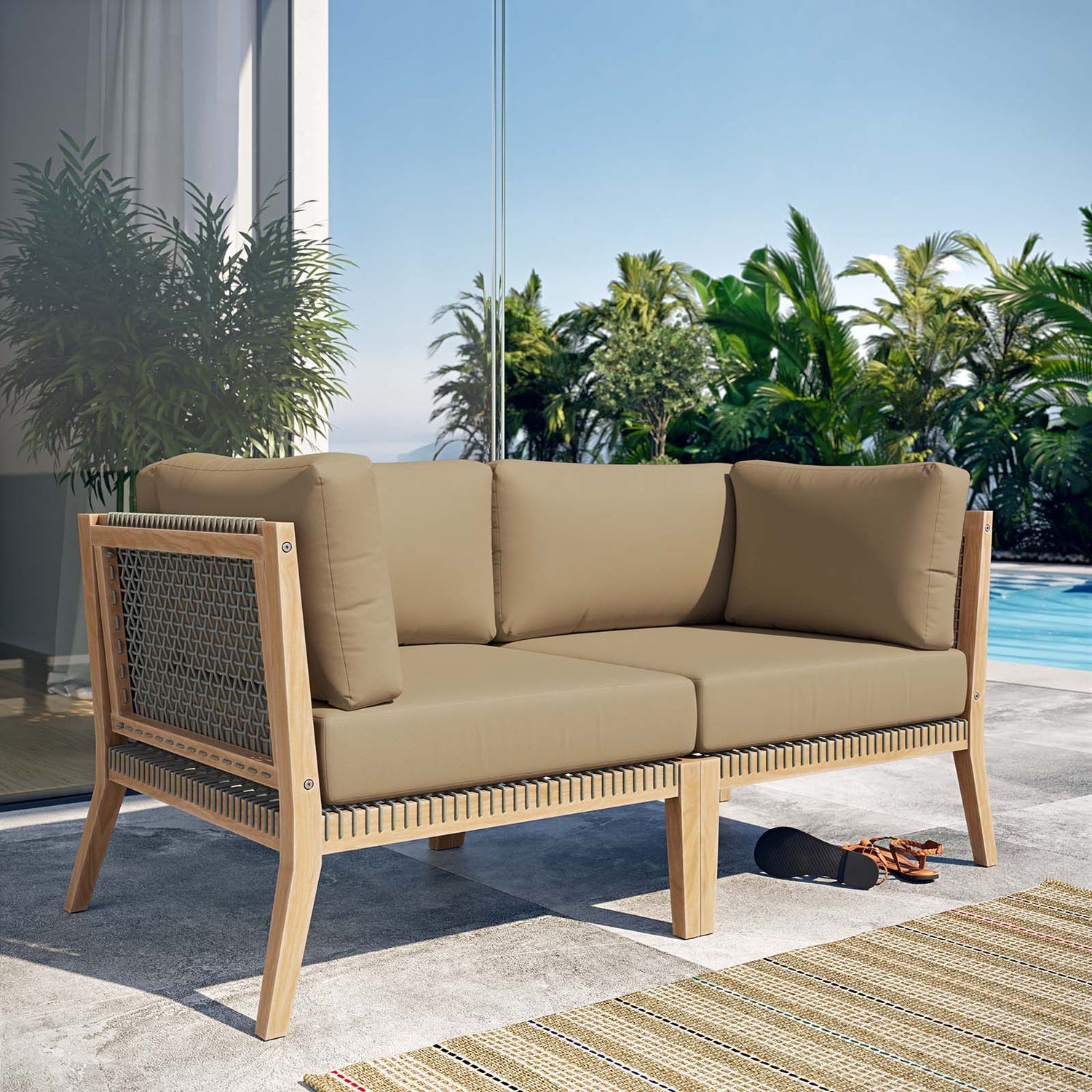 Clearwater Outdoor Patio Teak Wood Loveseat By HouseBean