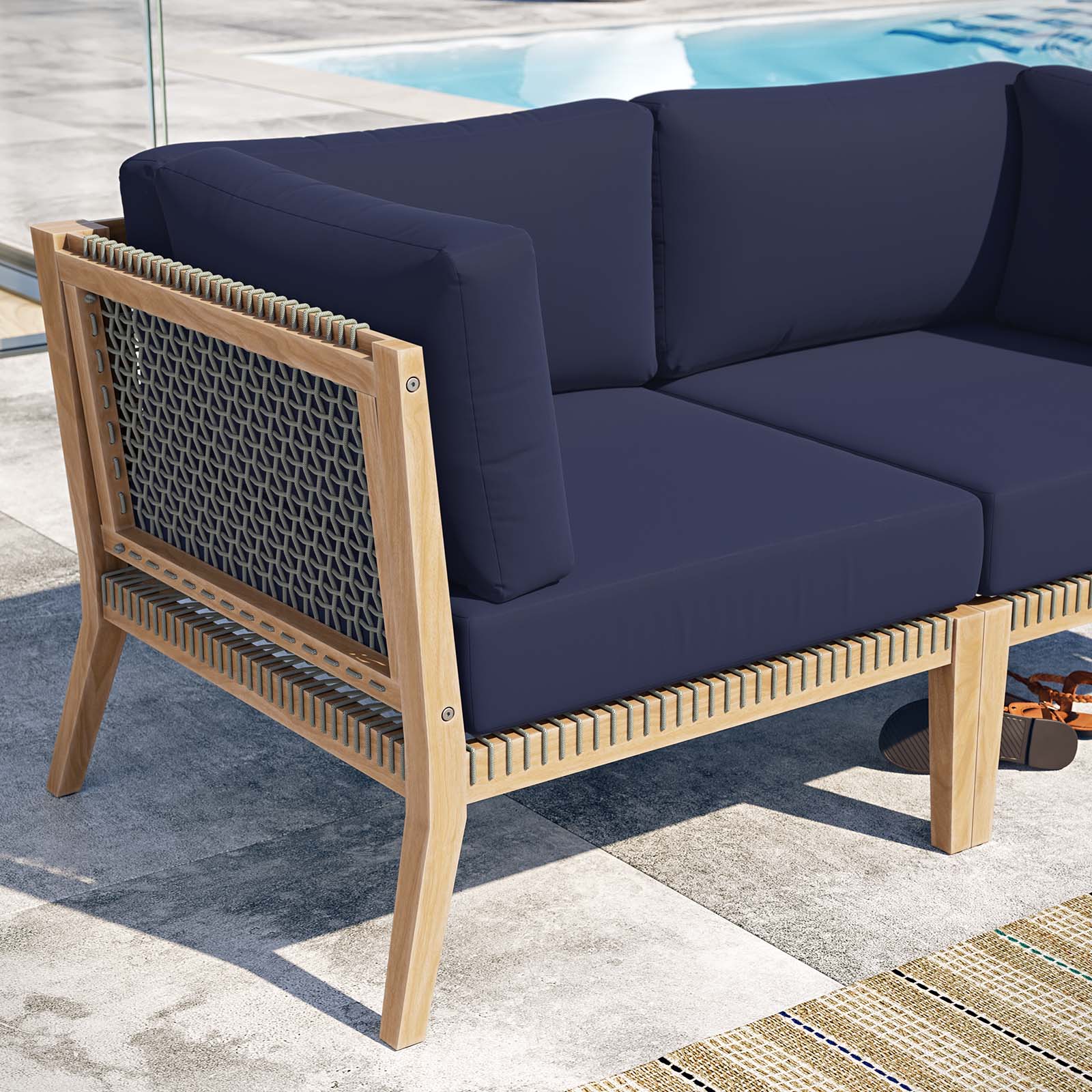 Clearwater Outdoor Patio Teak Wood Loveseat By HouseBean