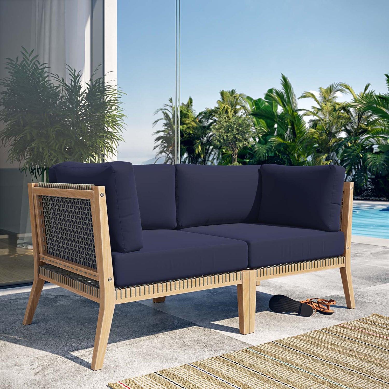 Clearwater Outdoor Patio Teak Wood Loveseat By HouseBean