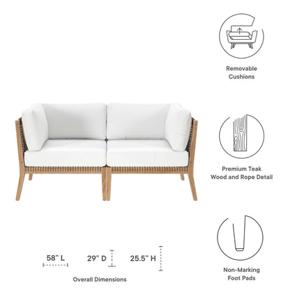 Clearwater Outdoor Patio Teak Wood Loveseat By HouseBean