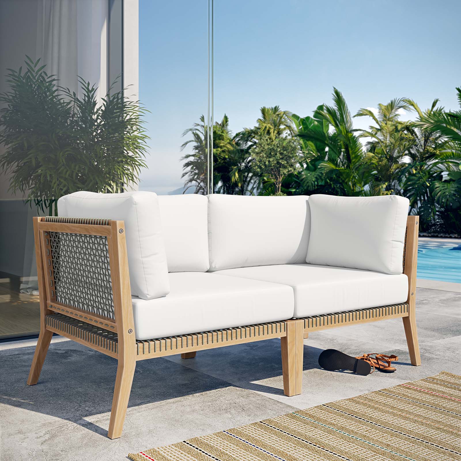 Clearwater Outdoor Patio Teak Wood Loveseat By HouseBean