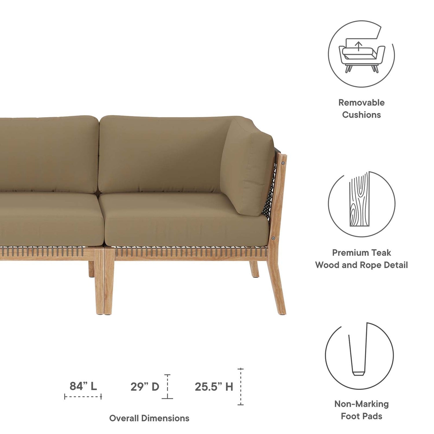 Clearwater Outdoor Patio Teak Wood Sofa By HouseBean