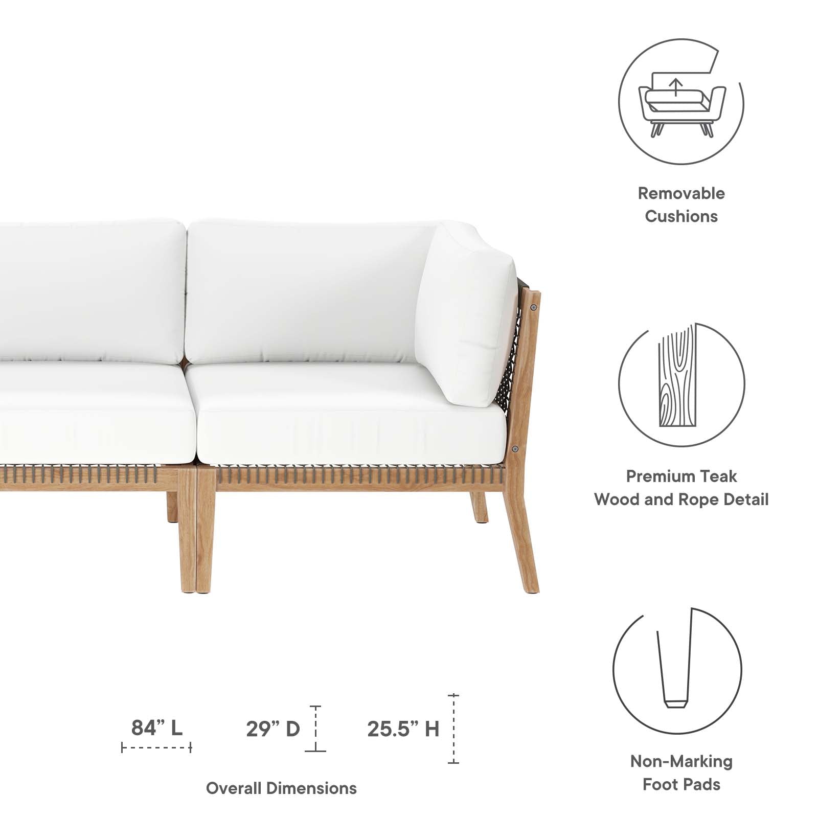 Clearwater Outdoor Patio Teak Wood Sofa By HouseBean