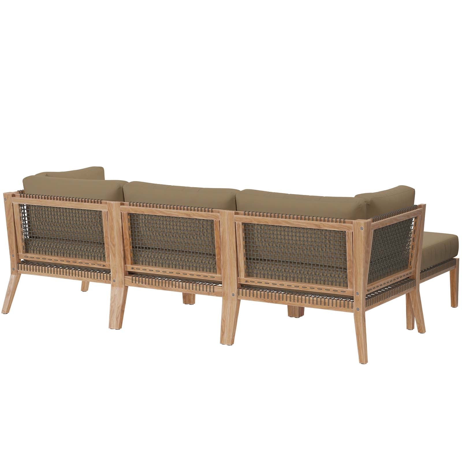 Clearwater Outdoor Patio Teak Wood 4-Piece Sectional Sofa By HouseBean