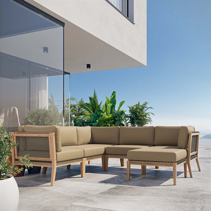 Clearwater Outdoor Patio Teak Wood 6-Piece Sectional Sofa by Modway