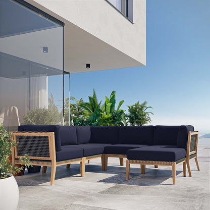 Clearwater Outdoor Patio Teak Wood 6-Piece Sectional Sofa by Modway