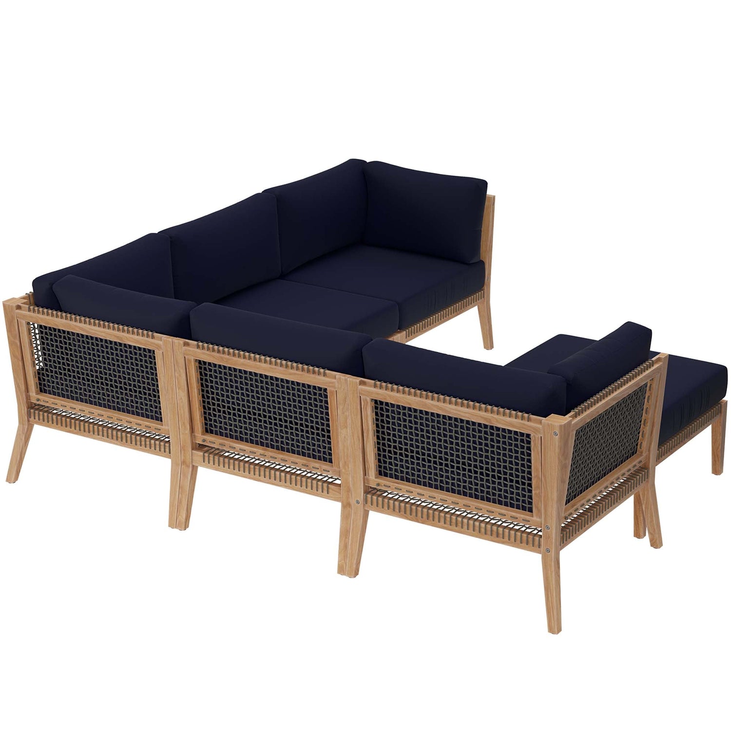 Clearwater Outdoor Patio Teak Wood 6-Piece Sectional Sofa by Modway