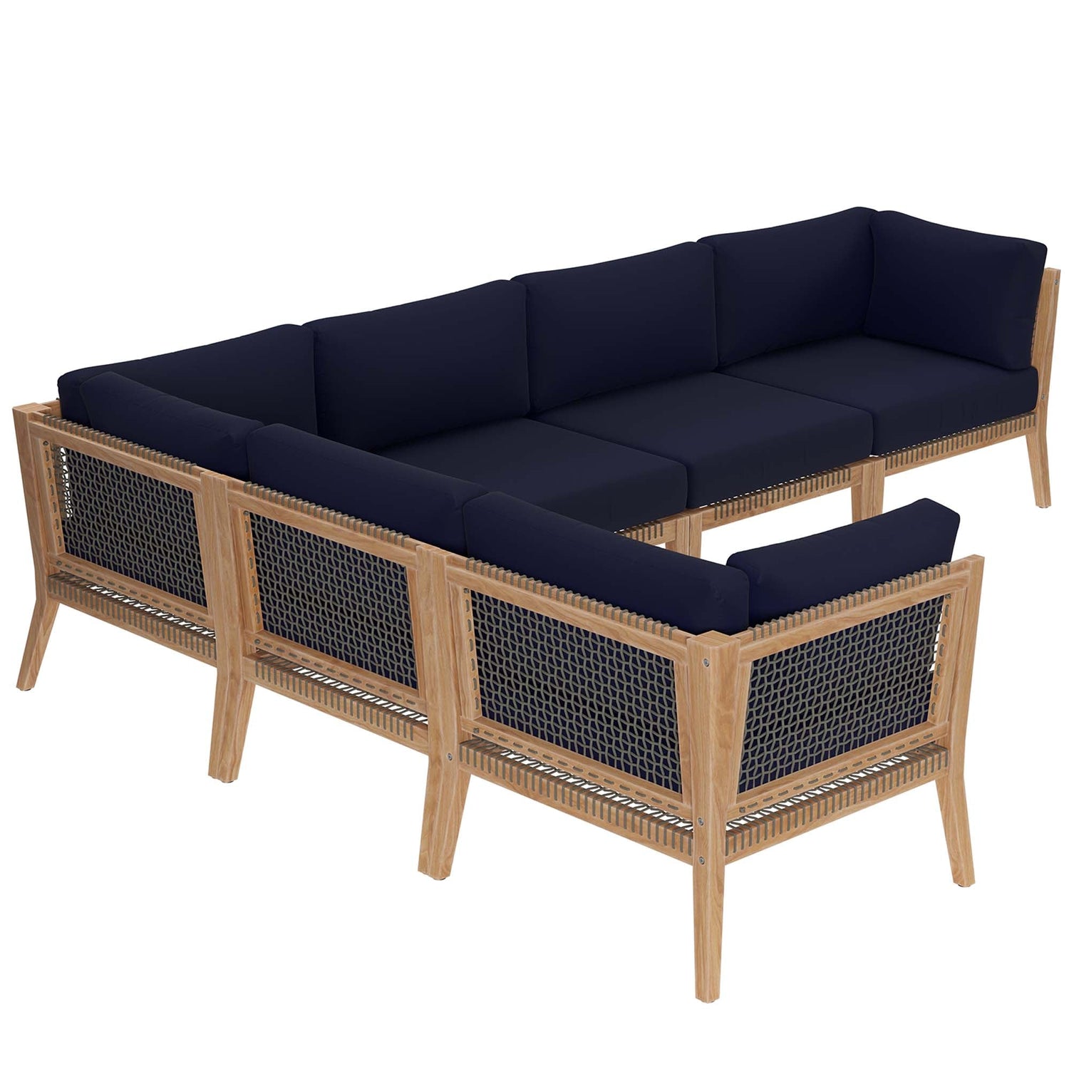Clearwater Outdoor Patio Teak Wood 6-Piece Sectional Sofa by Modway