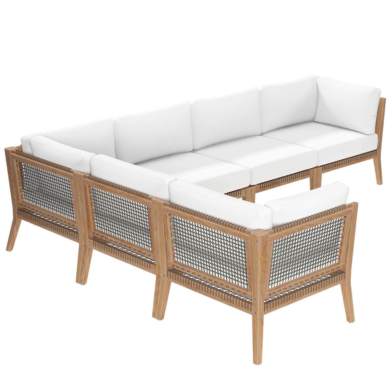 Clearwater Outdoor Patio Teak Wood 6-Piece Sectional Sofa by Modway