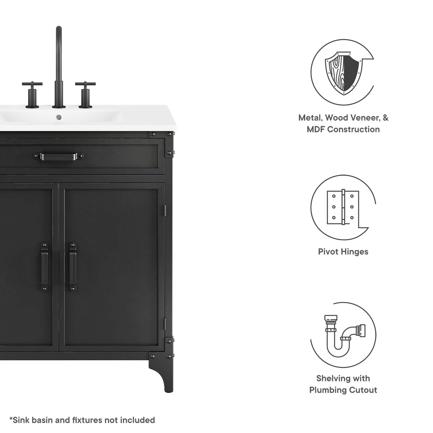 Steamforge Bathroom Cabinet Basin Not Included by Modway