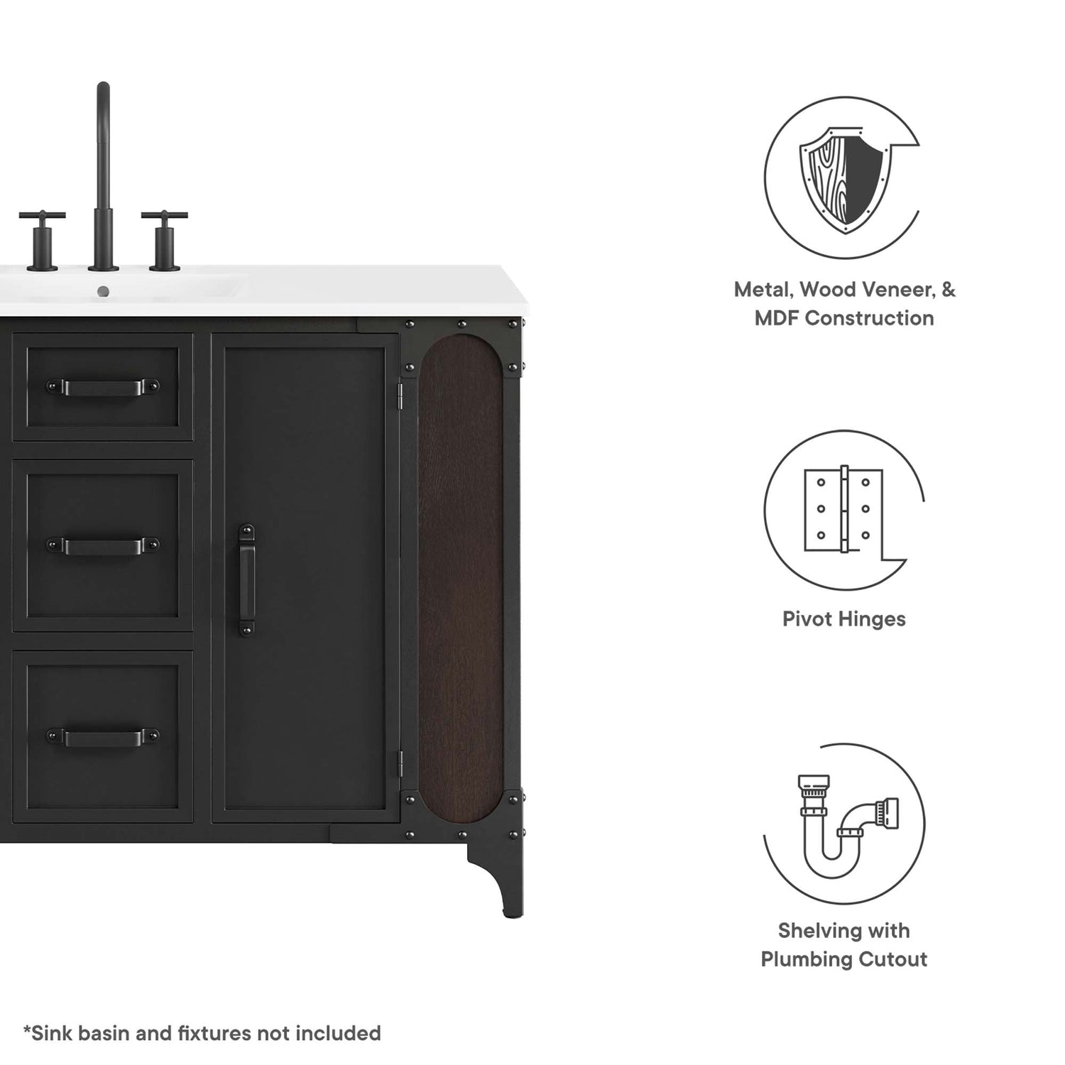 Steamforge Bathroom Cabinet Basin Not Included by Modway
