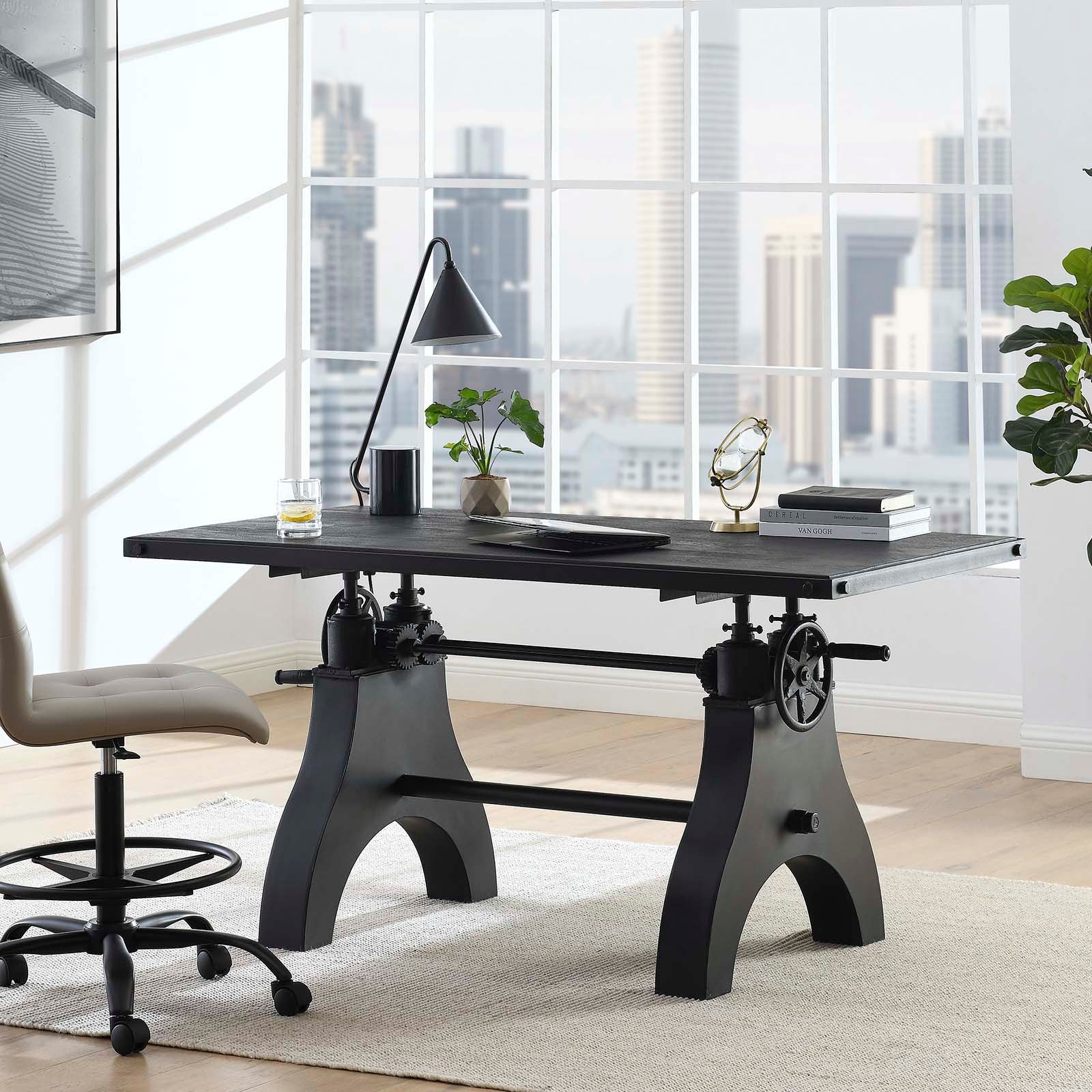 Genuine 60&quot; Crank Adjustable Height Dining Table and Computer Desk By HouseBean