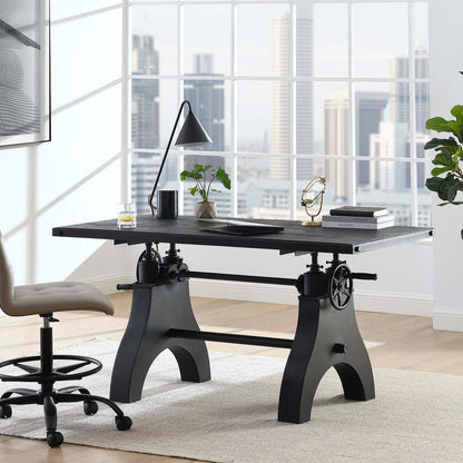 Genuine 60&quot; Crank Adjustable Height Dining Table and Computer Desk by Modway