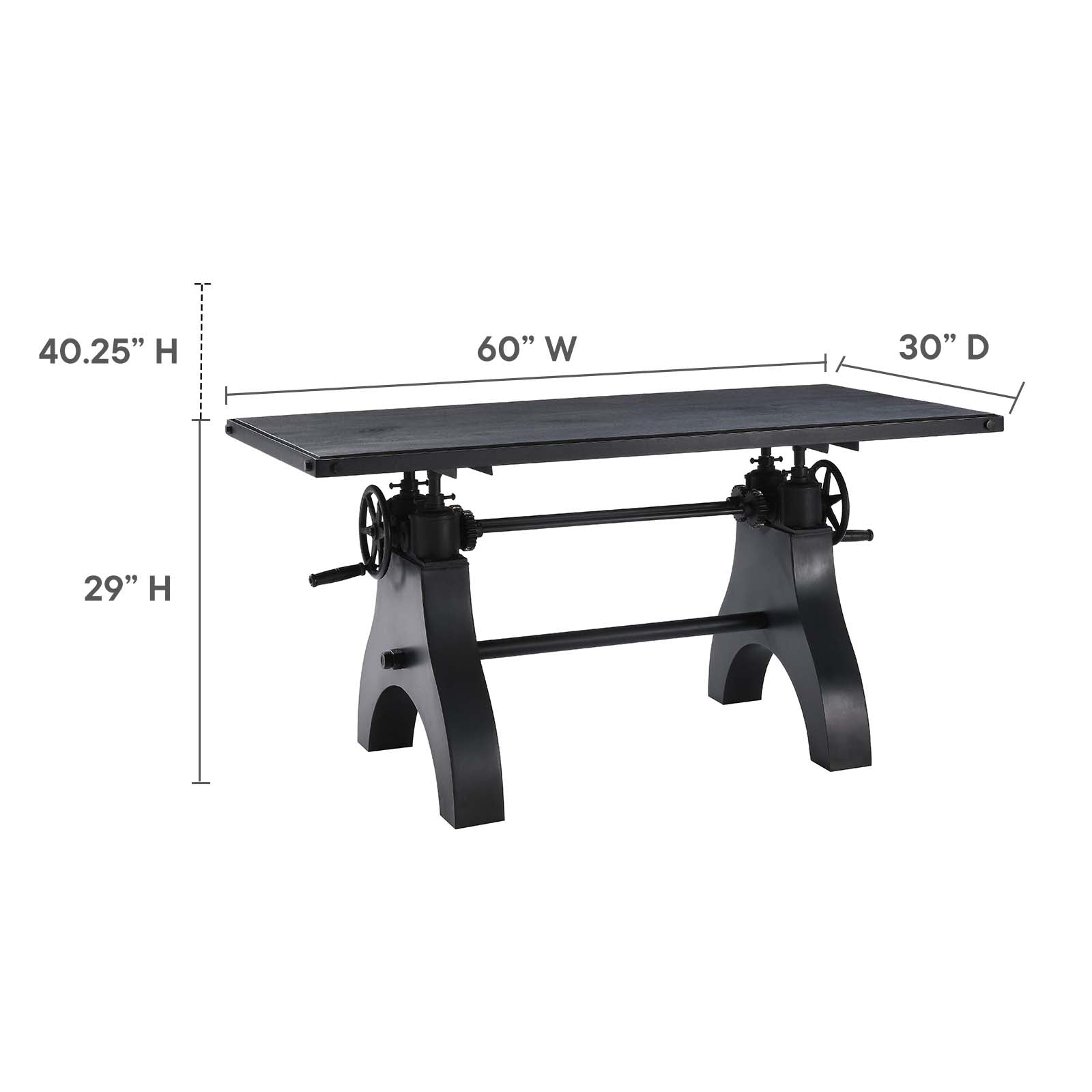 Genuine 60&quot; Crank Adjustable Height Dining Table and Computer Desk by Modway