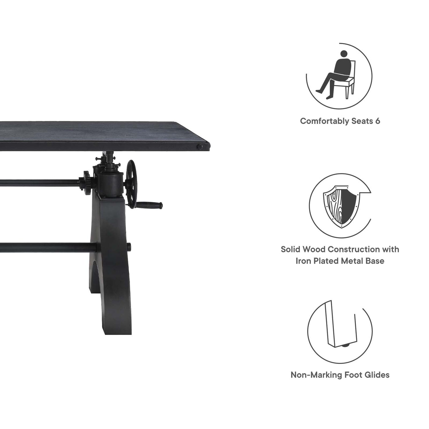 Genuine 60&quot; Crank Adjustable Height Dining Table and Computer Desk By HouseBean