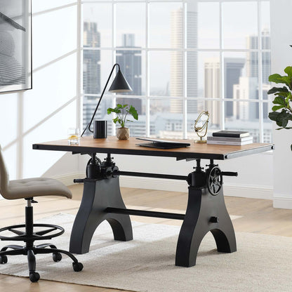 Genuine 60&quot; Crank Adjustable Height Dining Table and Computer Desk by Modway