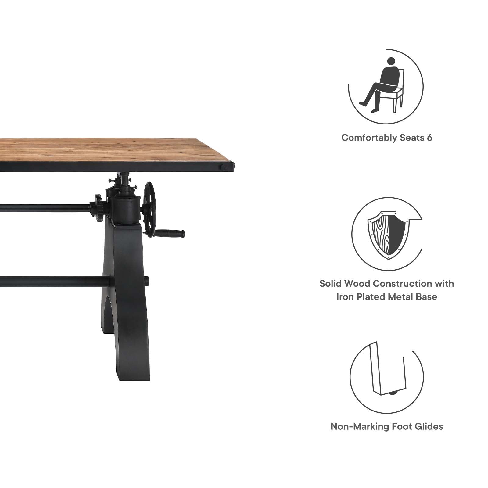 Genuine 60&quot; Crank Adjustable Height Dining Table and Computer Desk by Modway