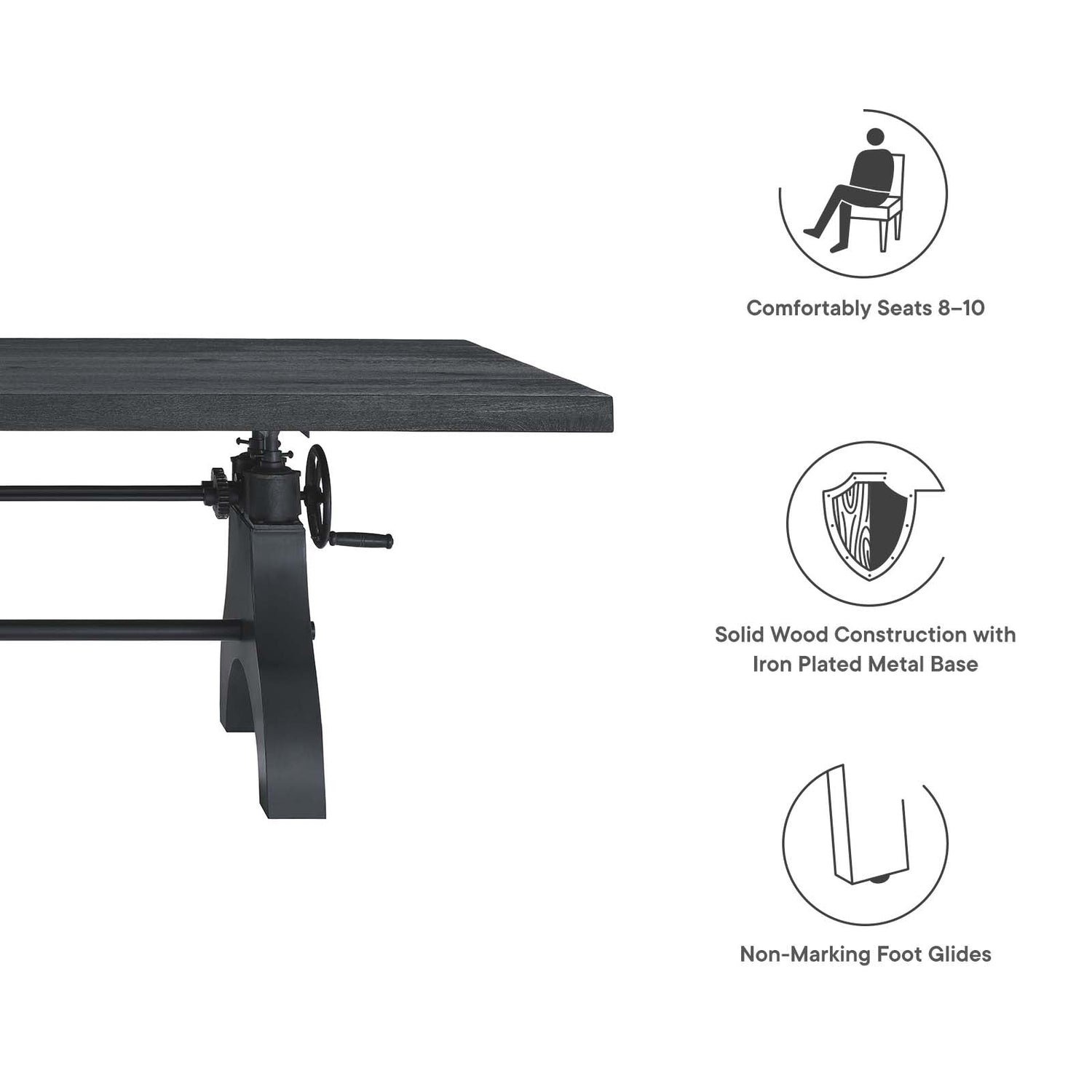 Genuine 96&quot; Crank Adjustable Height Dining and Conference Table By HouseBean