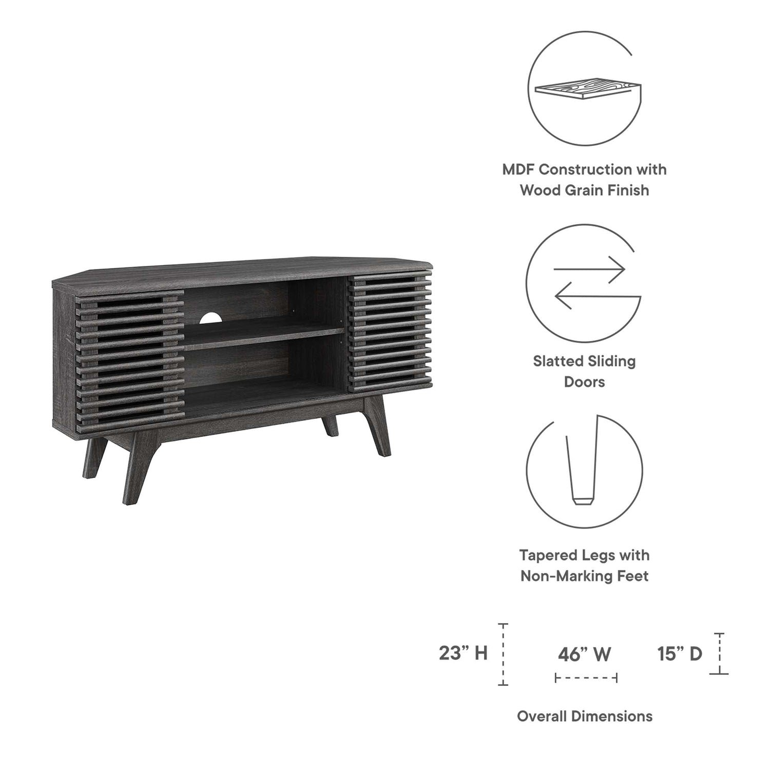 Render 46&quot; Corner TV Stand by Modway