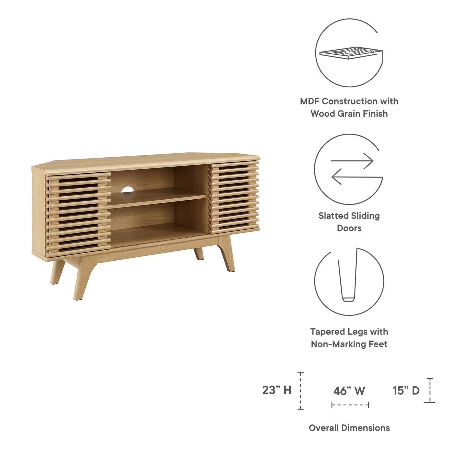 Render 46&quot; Corner TV Stand by Modway