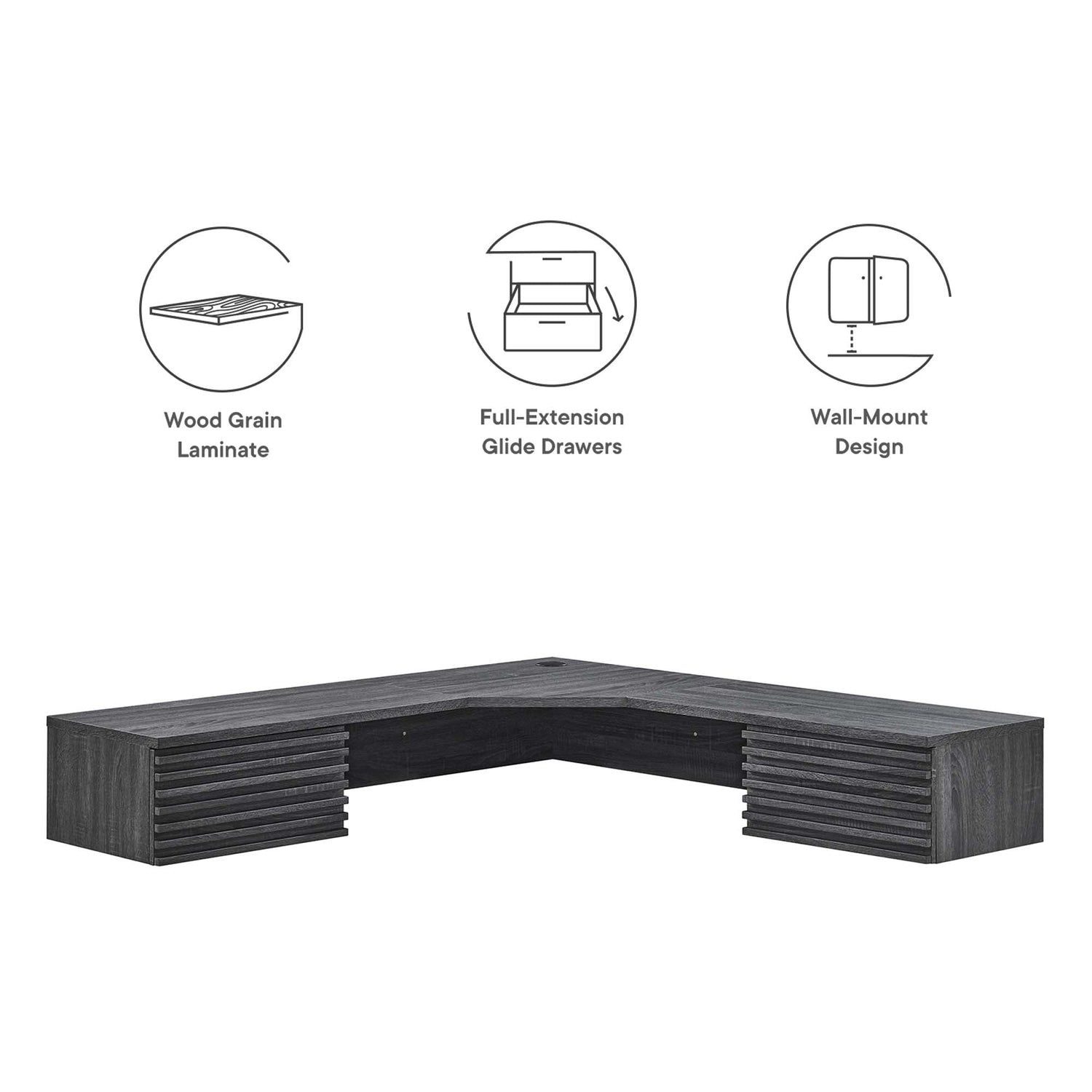 Render Wall Mount Corner Office Desk by Modway