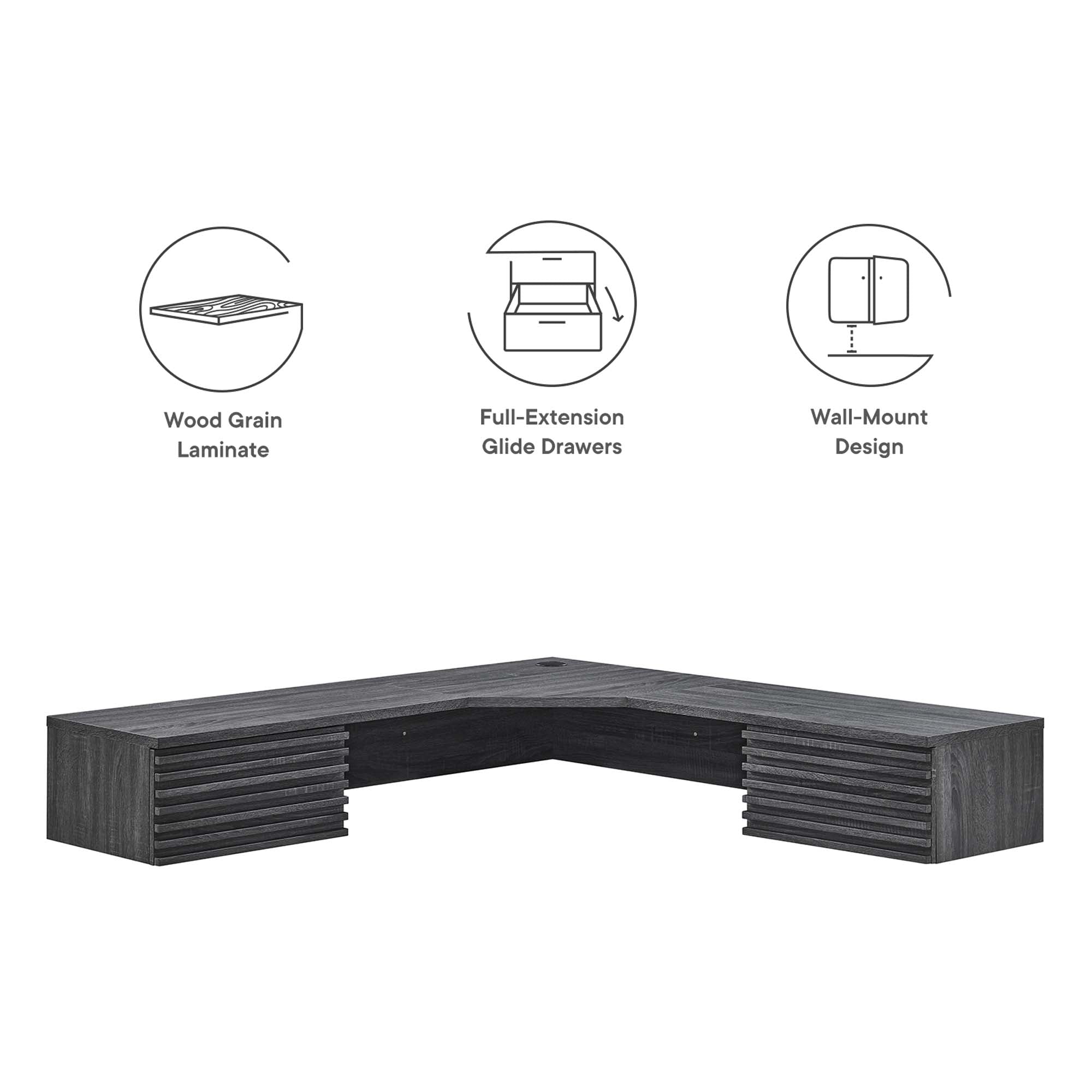 Render Wall Mount Corner Office Desk by Modway