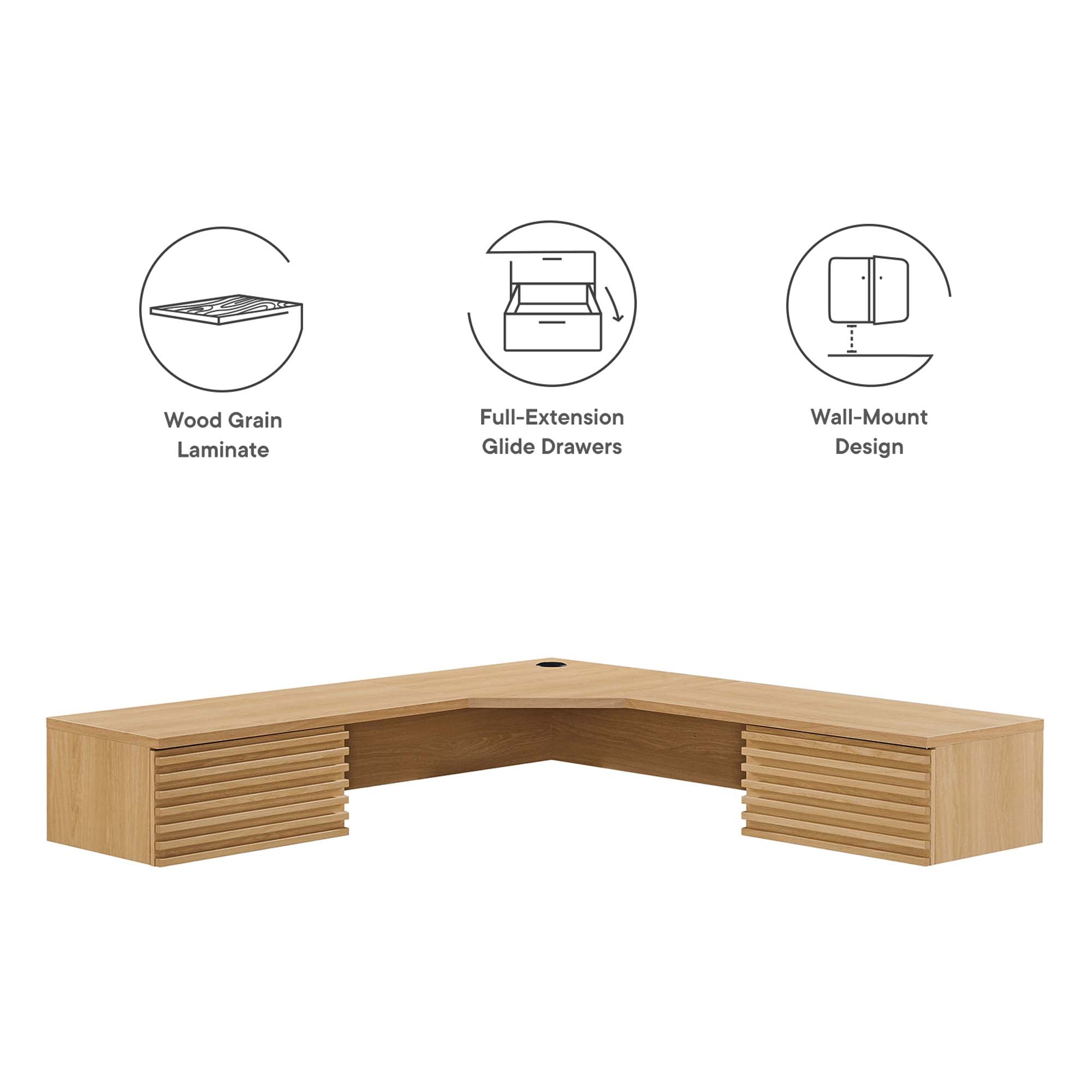 Render Wall Mount Corner Office Desk by Modway