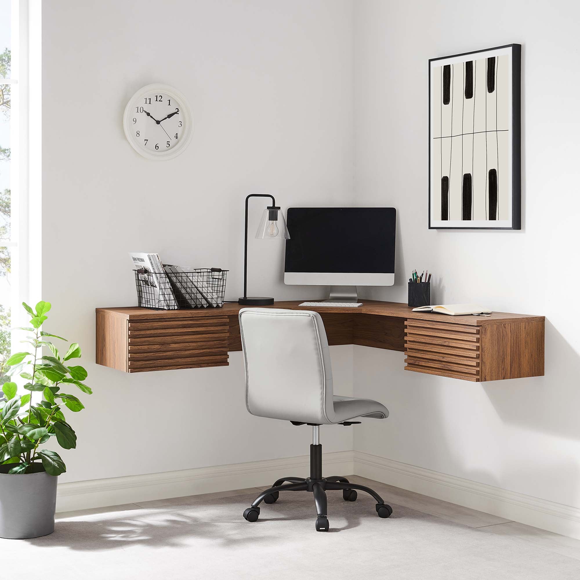 Render Wall Mount Corner Office Desk by Modway