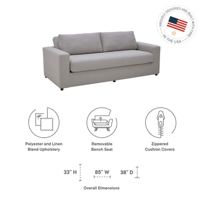 Avendale Linen Blend Sofa ‚Äì Made in the USA With Bench Seat Cushion by Modway