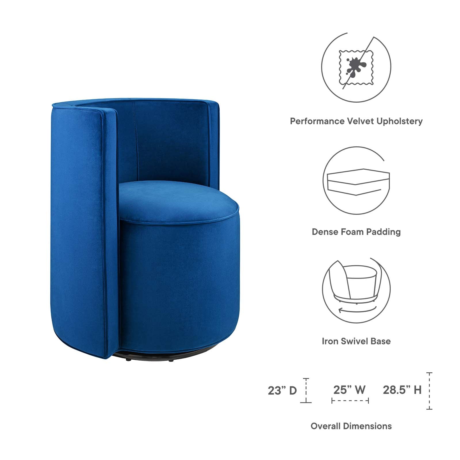 Della Performance Velvet Fabric Swivel Chair By HouseBean