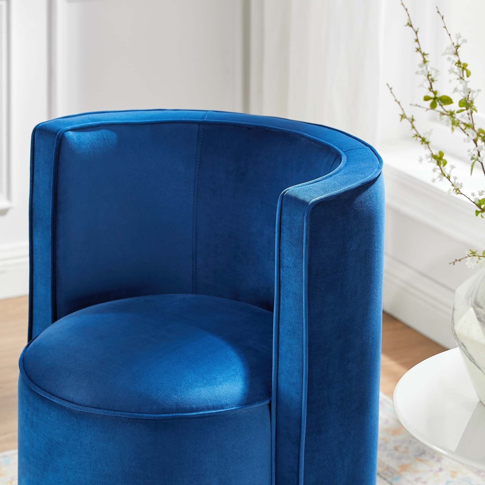 Della Performance Velvet Fabric Swivel Chair By HouseBean