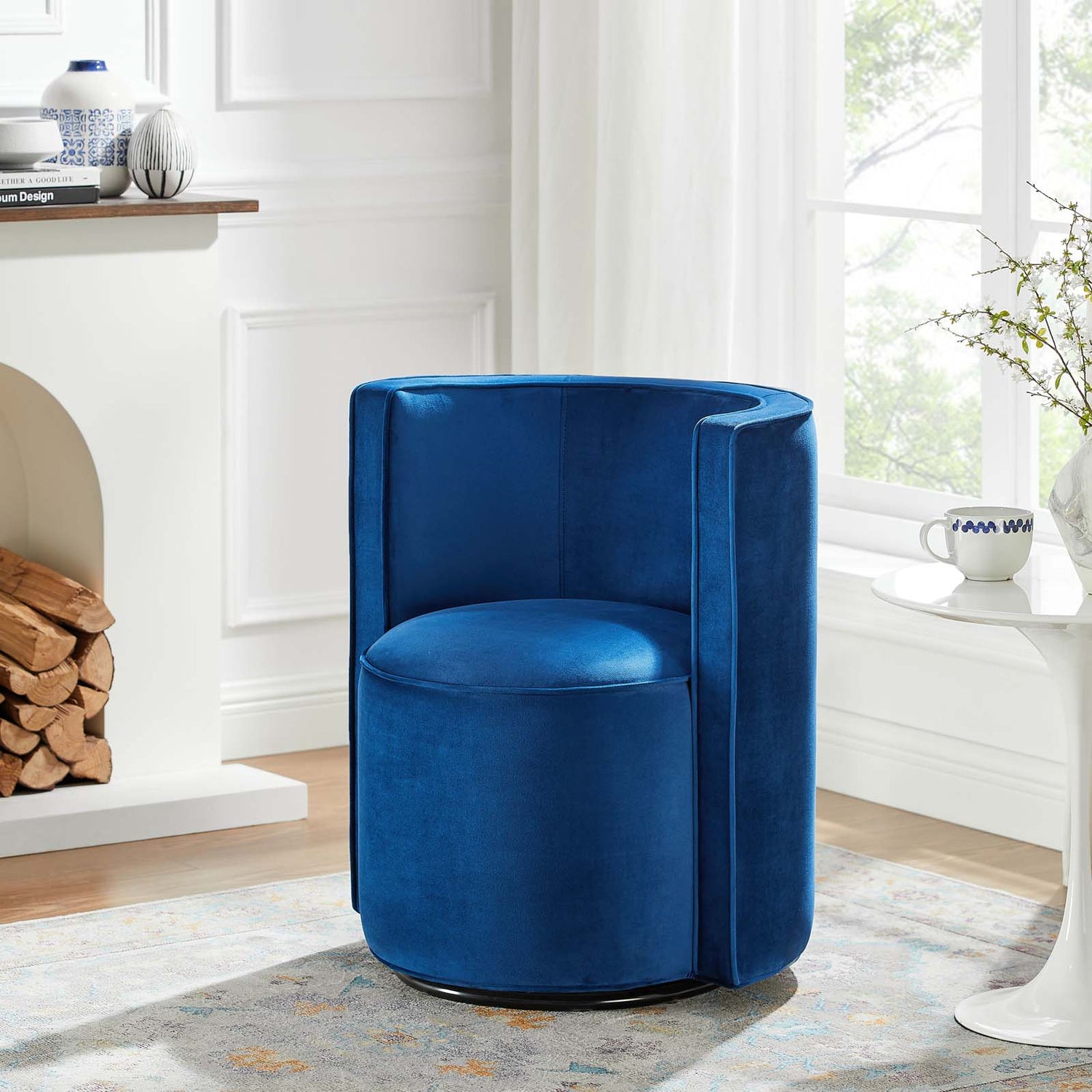 Della Performance Velvet Fabric Swivel Chair By HouseBean