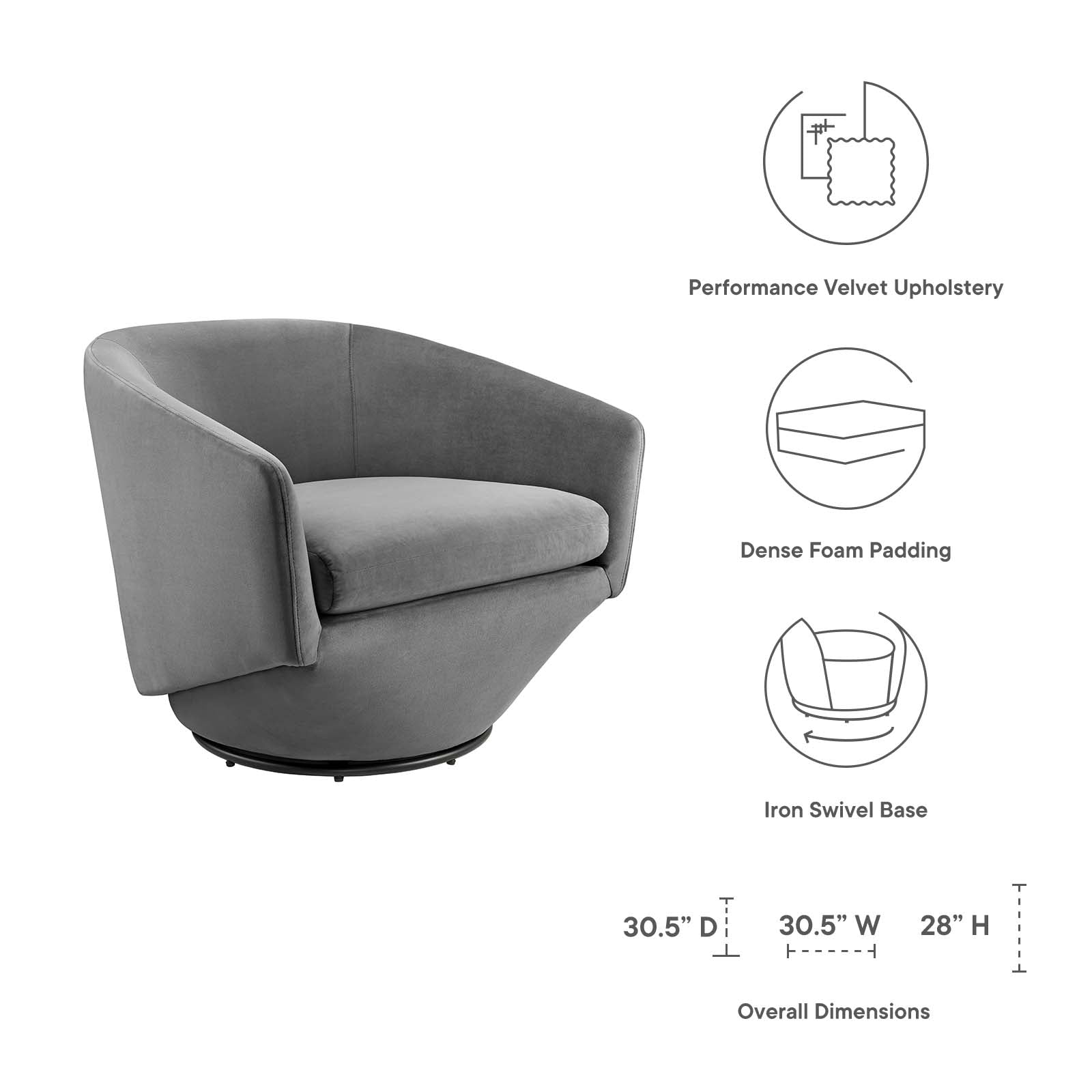 Series Performance Velvet Fabric Swivel Chair By HouseBean