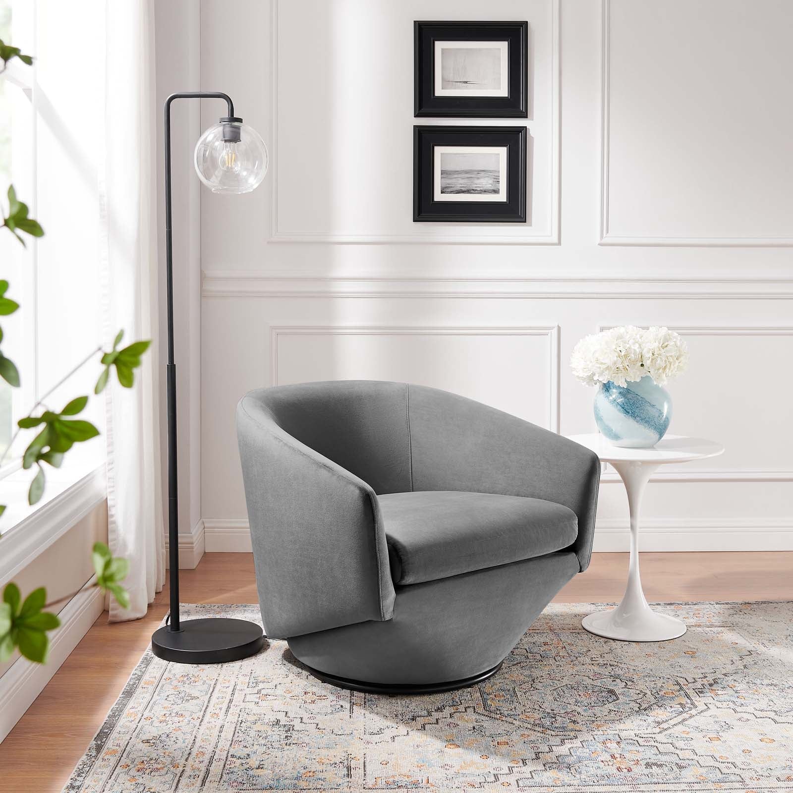 Series Performance Velvet Fabric Swivel Chair By HouseBean