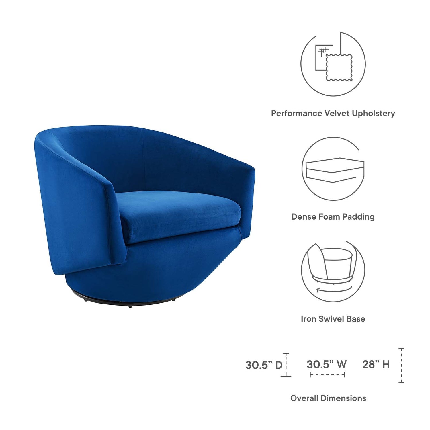 Series Performance Velvet Fabric Swivel Chair By HouseBean