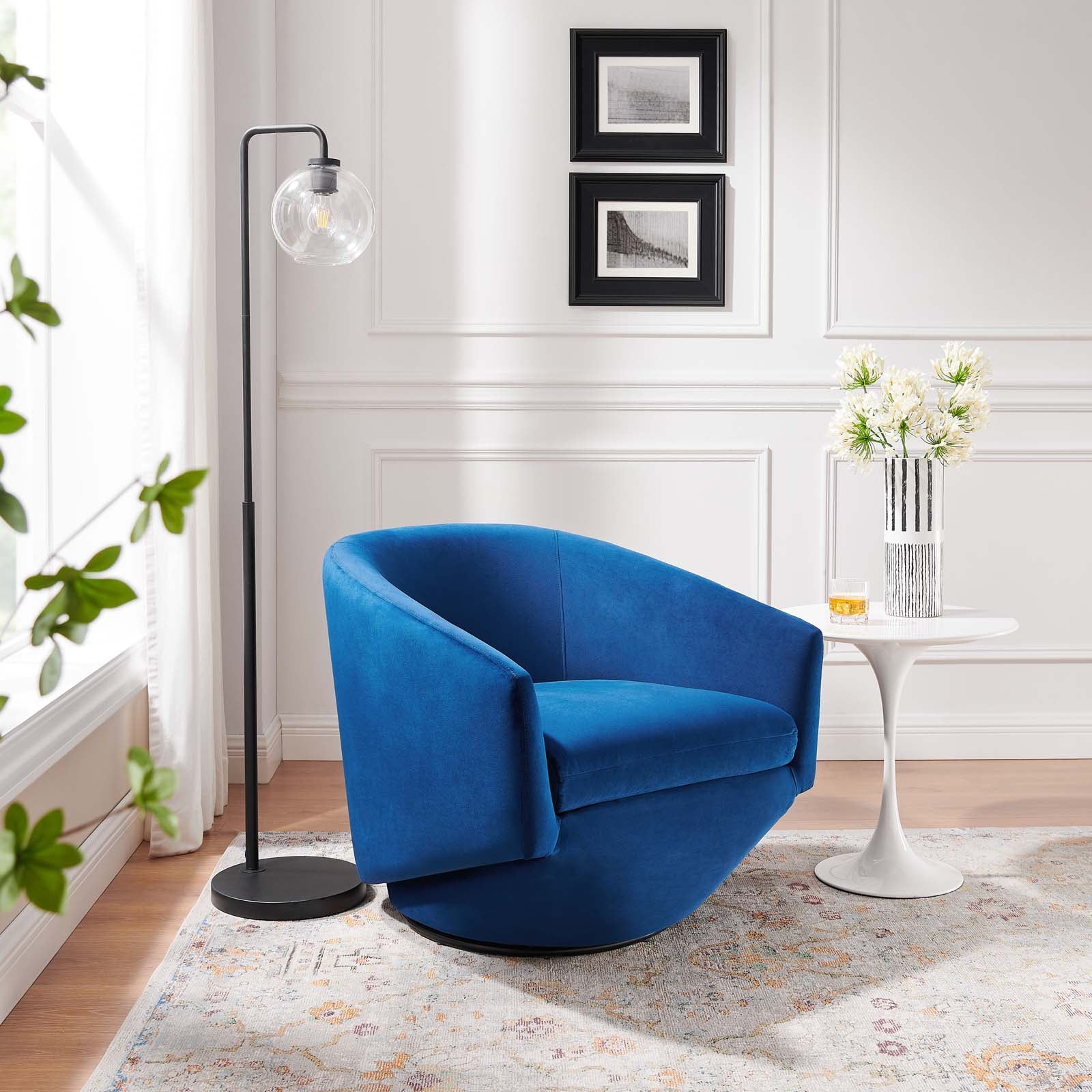 Series Performance Velvet Fabric Swivel Chair By HouseBean